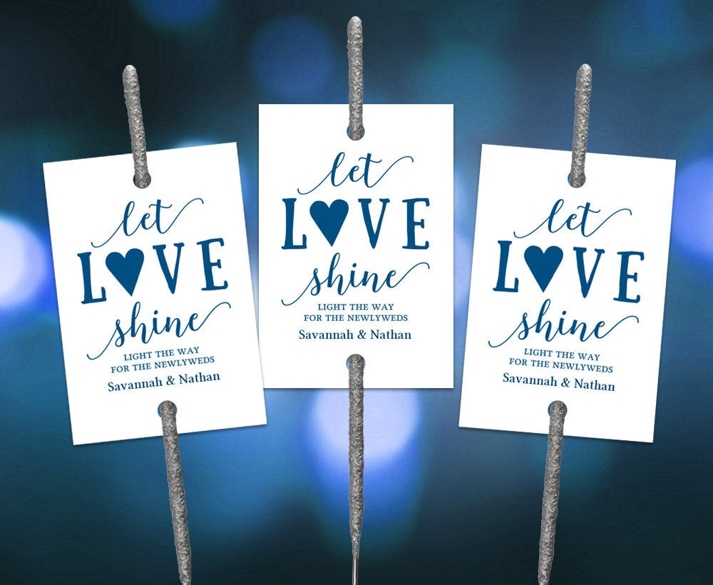Let Love Shine Wedding Sparklers
 Printable Let Love Shine Sparkler Tags Wedding Sparkler