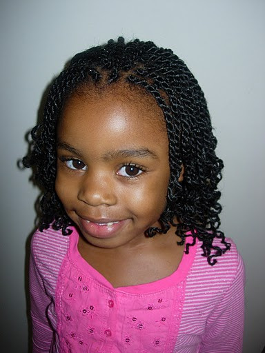 Little Girl Twist Hairstyles
 kinky twists hairstyle front view African American little