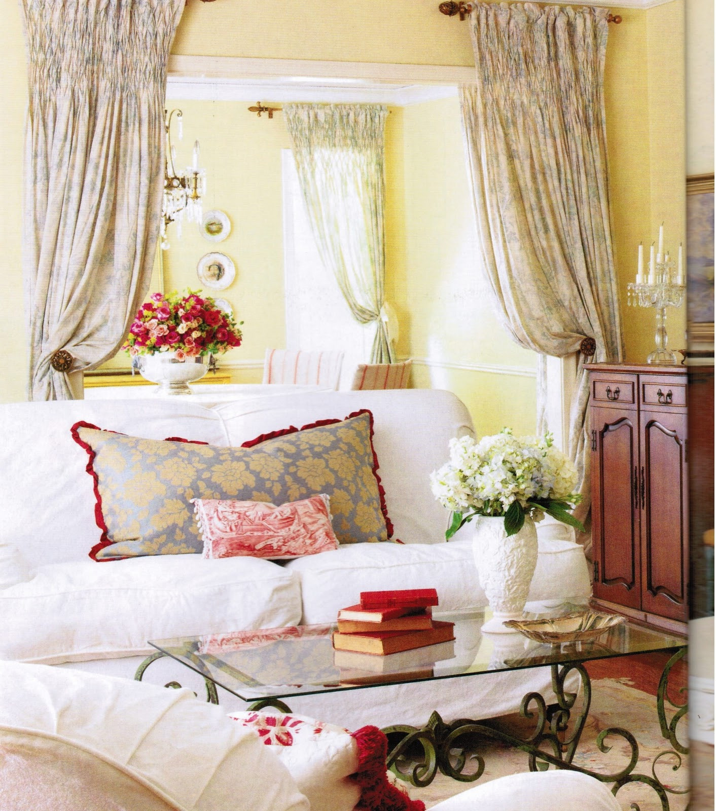 Living Room Country Curtains
 Maison Decor French Country Enchanting Yellow & White
