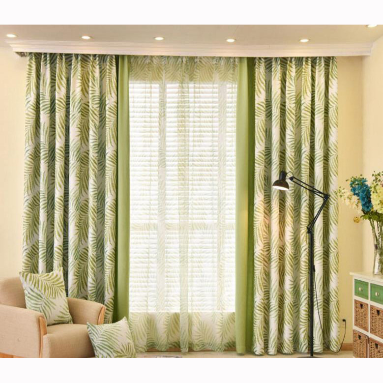 Living Room Country Curtains
 Country Blackout And Thermal Green Leaf Window Curtains