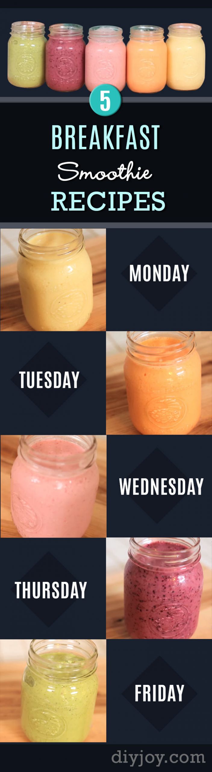 Low Calorie Weight Loss Smoothies
 Monday to Friday 5 Breakfast Smoothie Recipes