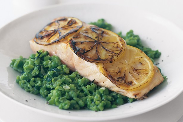 Low Cholesterol Salmon Recipes
 Lemon Salmon With Minted Crushed Peas low fat Recipe