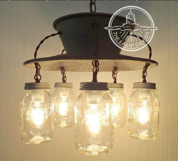 Mason Jar Kitchen Lighting
 Mason Jar Light Farmhouse CHANDELIER Exclusive 5 Light