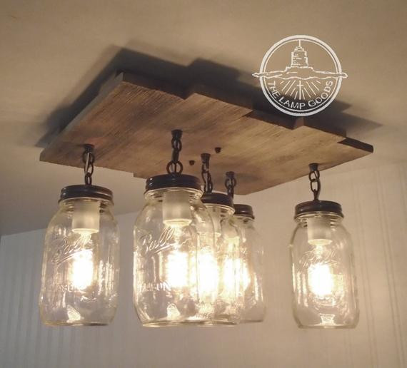 Mason Jar Kitchen Lighting
 Mason Jar Flush Mount Ceiling Light with Reclaimed Wood