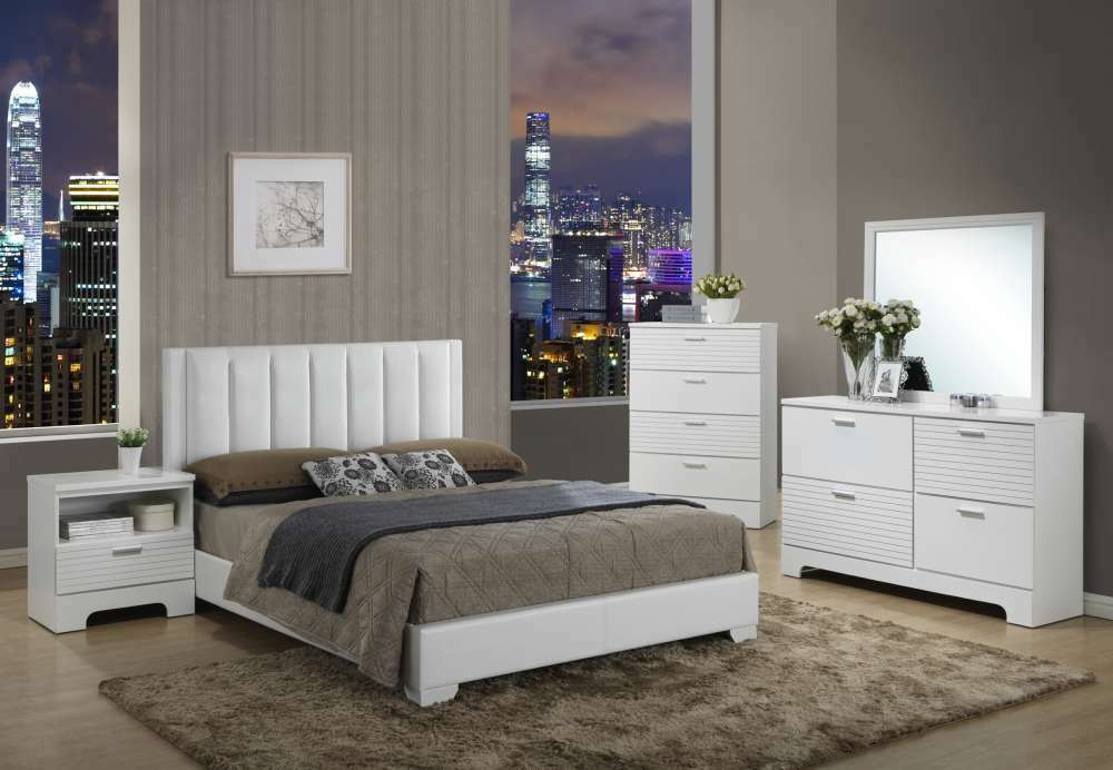 Modern White Bedroom Set
 Modern White Bedroom Set With Upholstered Bed KING