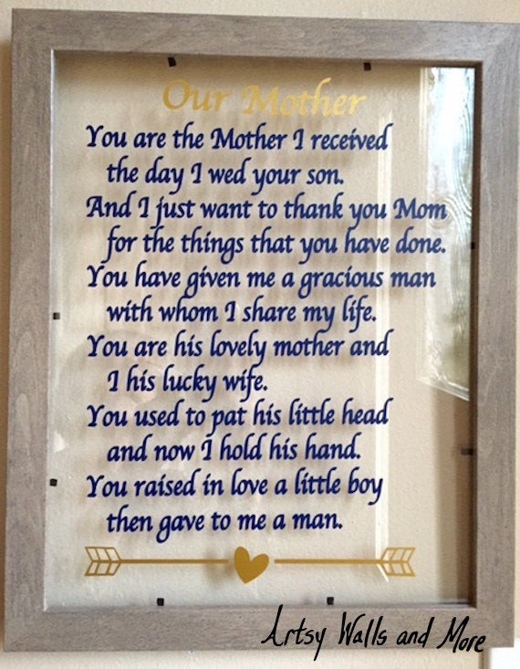 Mother In Law Gift Ideas For Mothers Day
 Mother in law t You are the Mother I received the day I wed