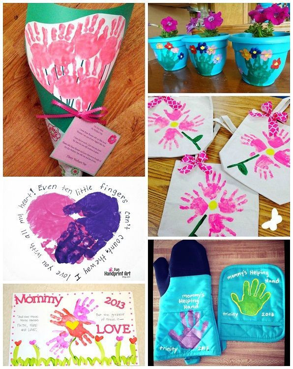 Mother's Day Gift From Toddler
 cute mothers day handprint crafts ts from kids