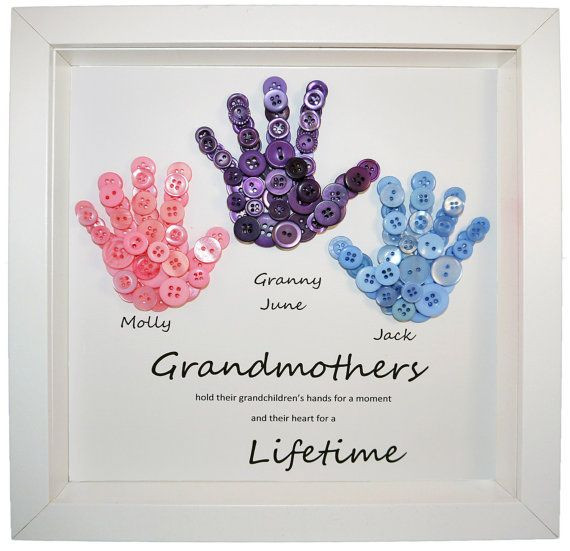 Mother'S Day Gift Ideas For Grandma
 Grandmother Gift Button Art Button Handprints Mother s