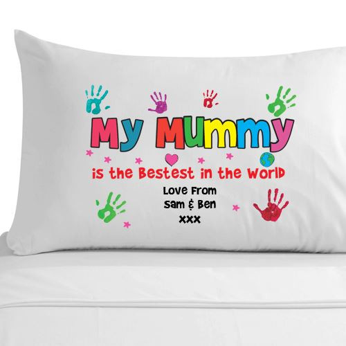 Mother's Day Handprint Ideas
 Personalised Best Mummy Handprint Pillowcase Mum Mam