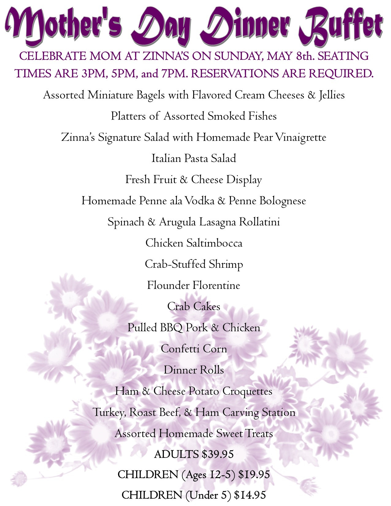 Mothers Day Dinner Restaurant
 Events