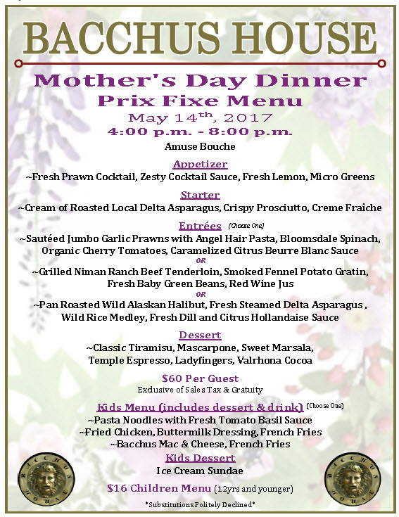 Mothers Day Dinner Restaurant
 Mother s Day Champagne Brunch & Dinner May 14 2017