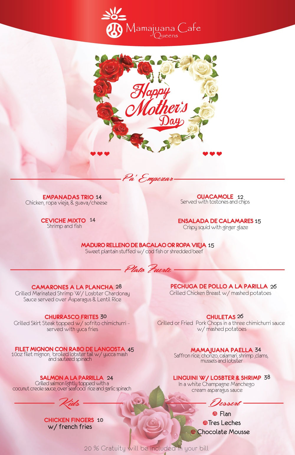 Mothers Day Dinner Restaurant
 MOTHERS DAY MENU MAMAJUANA QUEENS Mamajuana Cafe Queens
