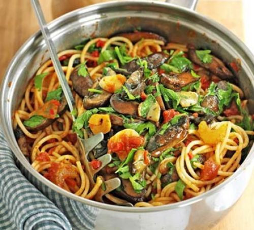 Mushroom Spaghetti Recipe
 Spicy spaghetti with garlic mushrooms recipe