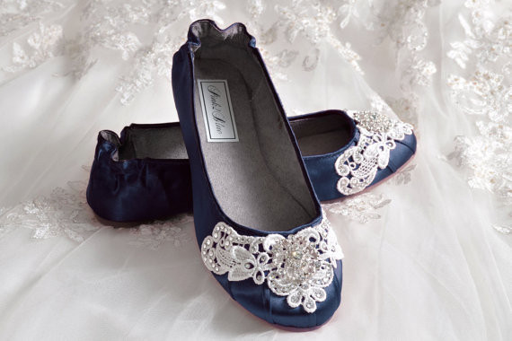 Navy Blue Shoes For Wedding
 Navy Blue Wedding Shoes Ballet Flats 250 Colors Vintage