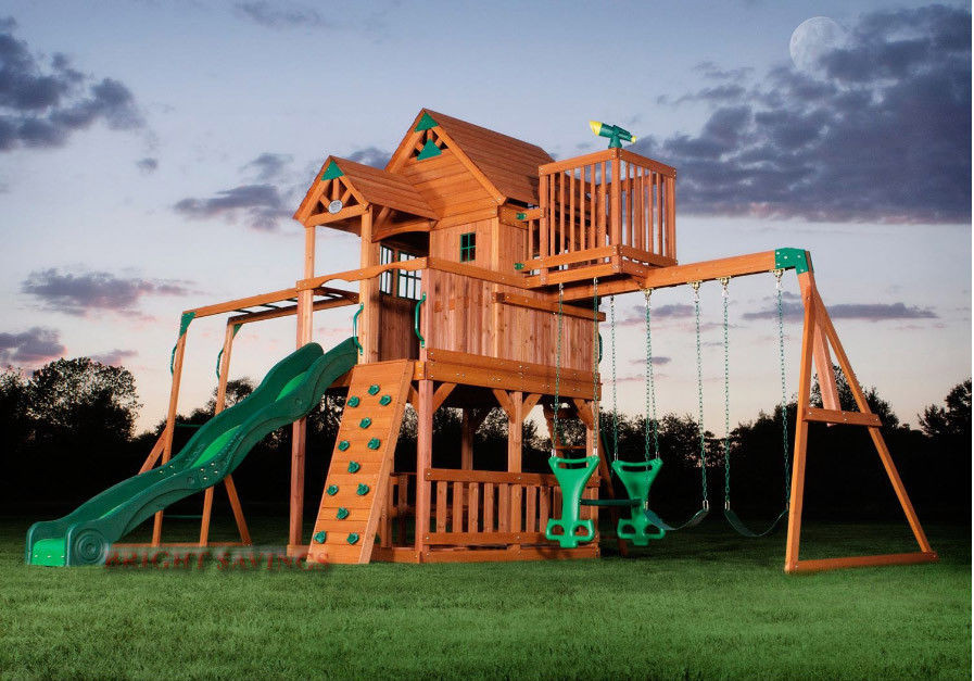 Outdoor Swing Kids
 Outdoor Wooden Swing Set Toy Playhouse PlaySet with Slide