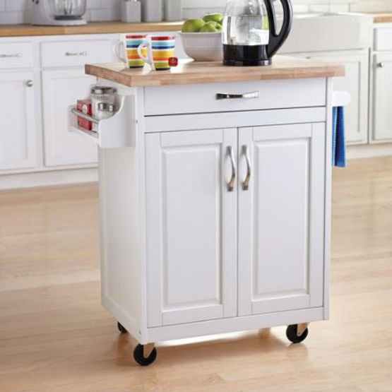 Portable Kitchen Storage
 White Kitchen Island Cart Mobile Portable Rolling Utility
