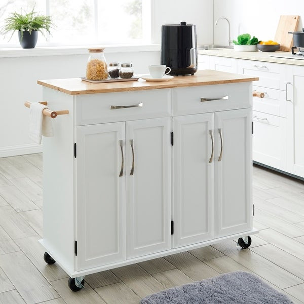 Portable Kitchen Storage
 Shop BELLEZE White Wood Portable Kitchen Cart Rolling and