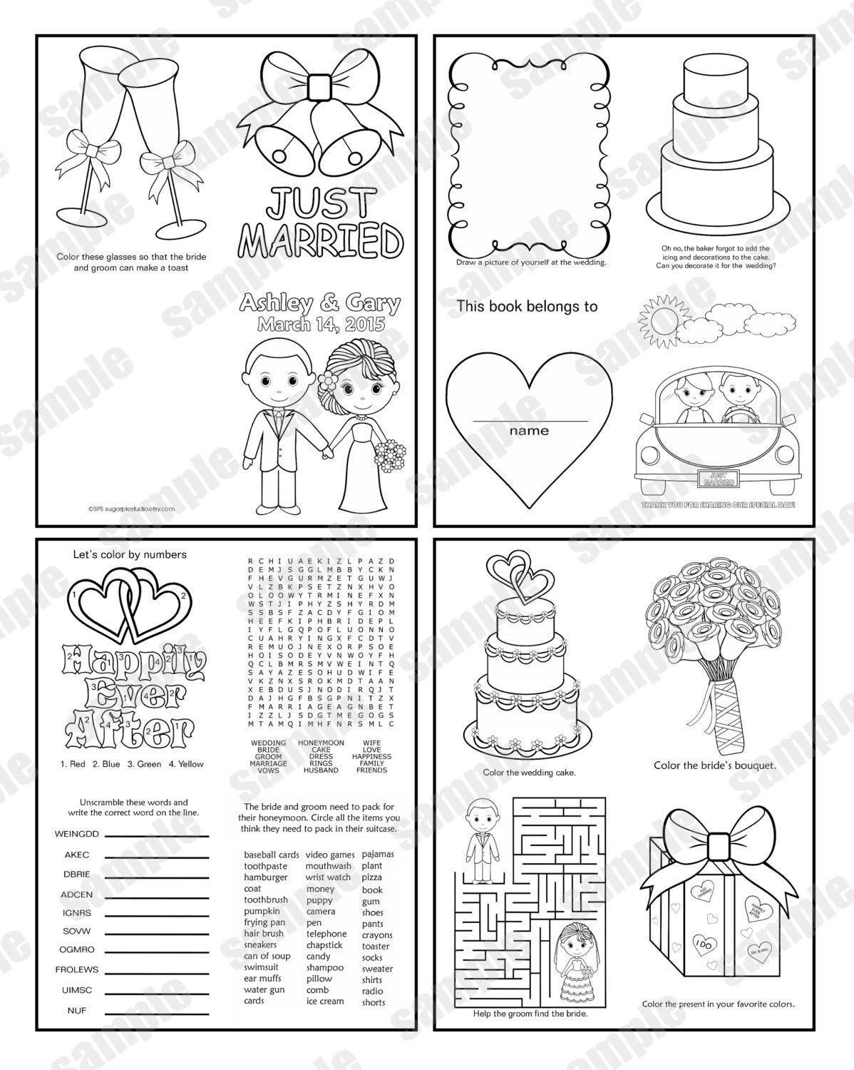 Printable Wedding Coloring Book
 Mini Printable Personalized Wedding coloring activity book