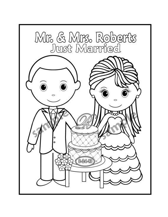 Printable Wedding Coloring Book
 Printable Personalized Wedding coloring activity book Favor