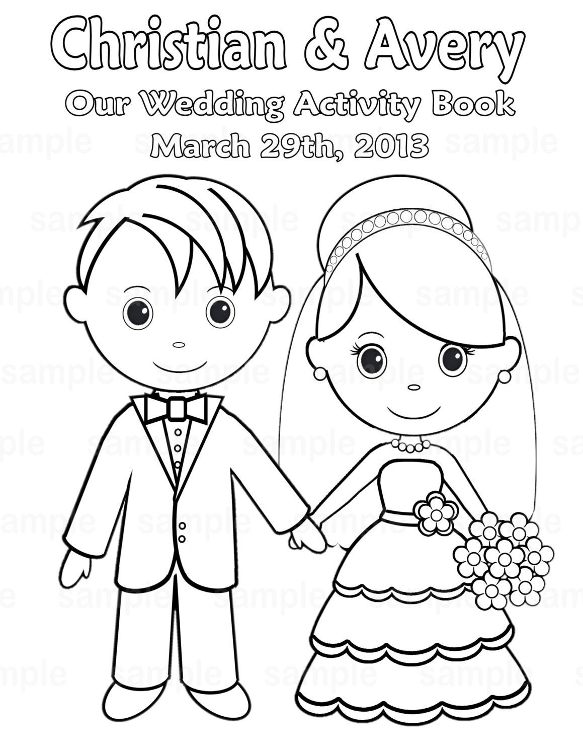 Printable Wedding Coloring Book
 Printable Personalized Wedding coloring activity by