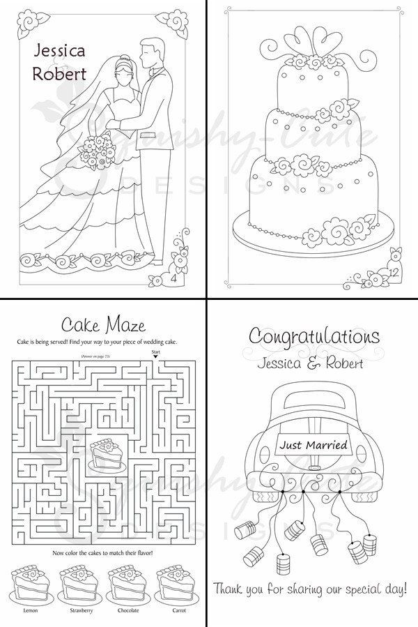 Printable Wedding Coloring Book
 Wedding Coloring Book Kids Wedding Favors Personalized