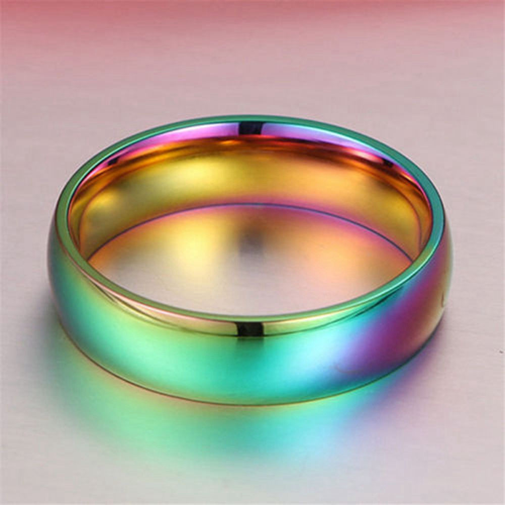 Rainbow Wedding Bands
 Rainbow Titanium Steel Rings Men Womens Couple Ring