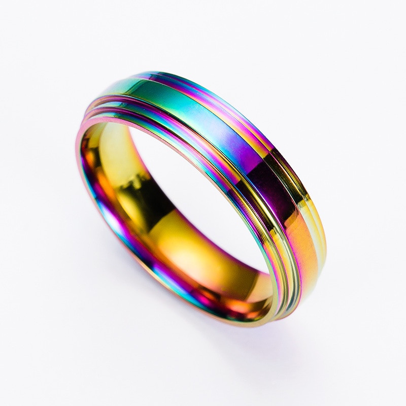 Rainbow Wedding Bands
 Fashion Men Titanium Ring High Quality Rainbow Titanium