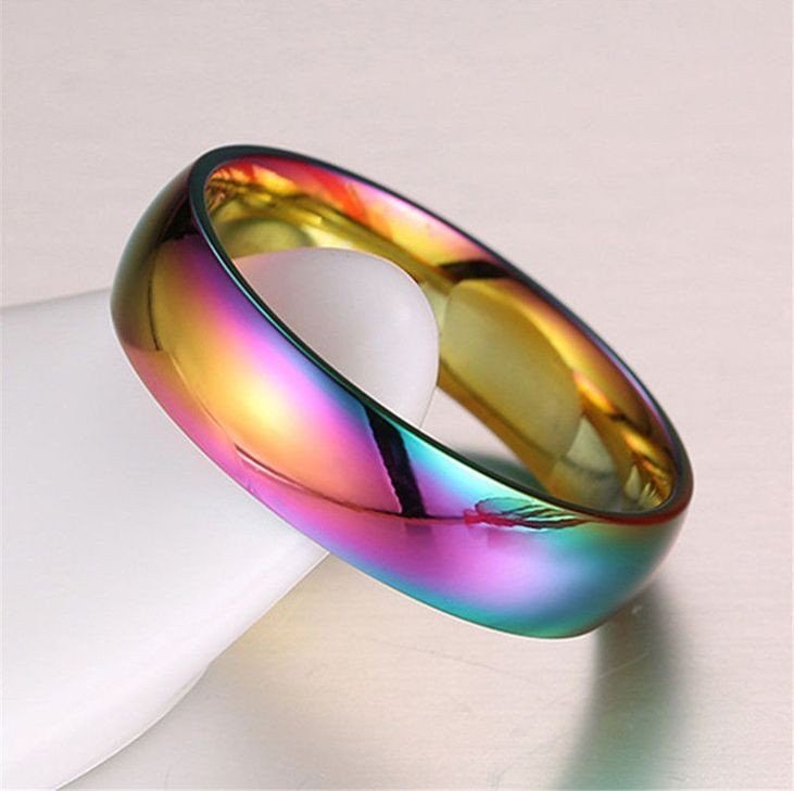 Rainbow Wedding Bands
 Rainbow Colorful Stainless Steel Rings Men Womens