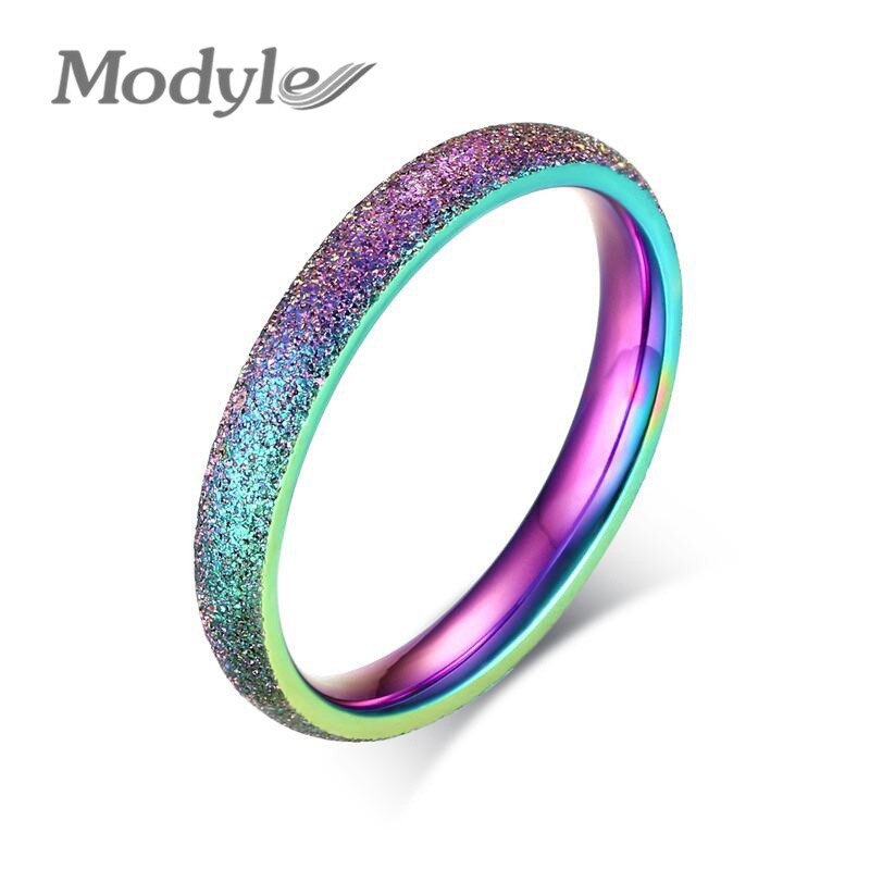 Rainbow Wedding Bands
 Modyle 3mm Rainbow Stainless Steel Rings For Women Wedding