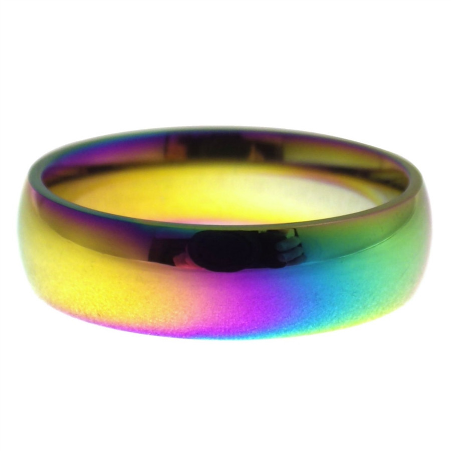 Rainbow Wedding Bands
 Uni 6mm Rainbow Casual Ring or Wedding Band