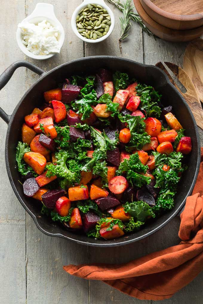 Roasted Root Vegetables With Rosemary
 Rosemary Roasted Root Ve ables with Kale