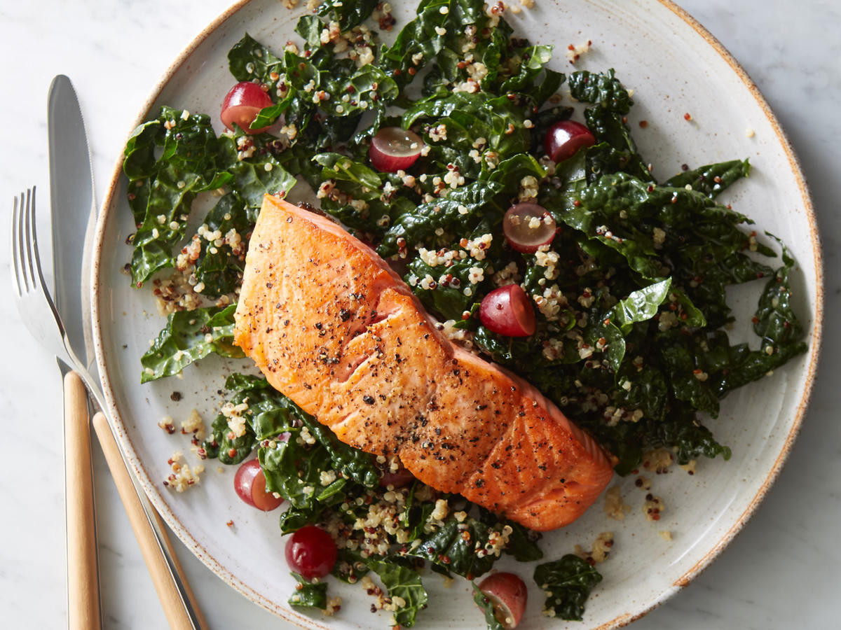 Salmon And Kale Recipes
 Roasted Salmon with Kale Quinoa Salad Recipe Cooking Light