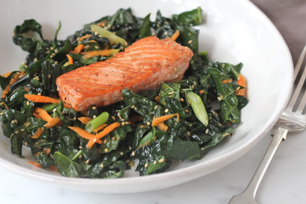 Salmon And Kale Recipes
 Seared Salmon with Sesame Kale Salad