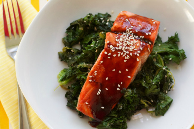 Salmon And Kale Recipes
 Citrus Hoisin Salmon and Sesame Sauteed Kale Oven Love