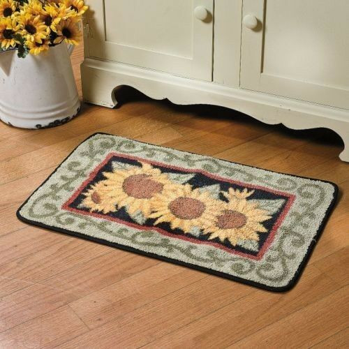 Small Kitchen Rugs
 Country Yellow Sunflower Hooked Rug Bright Kitchen Rug
