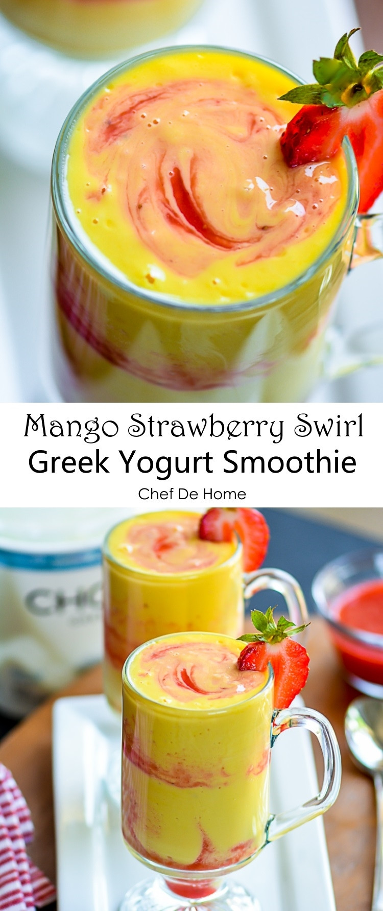 Smoothies With Yogurt
 Mango Strawberry Swirl Yogurt Smoothie Recipe