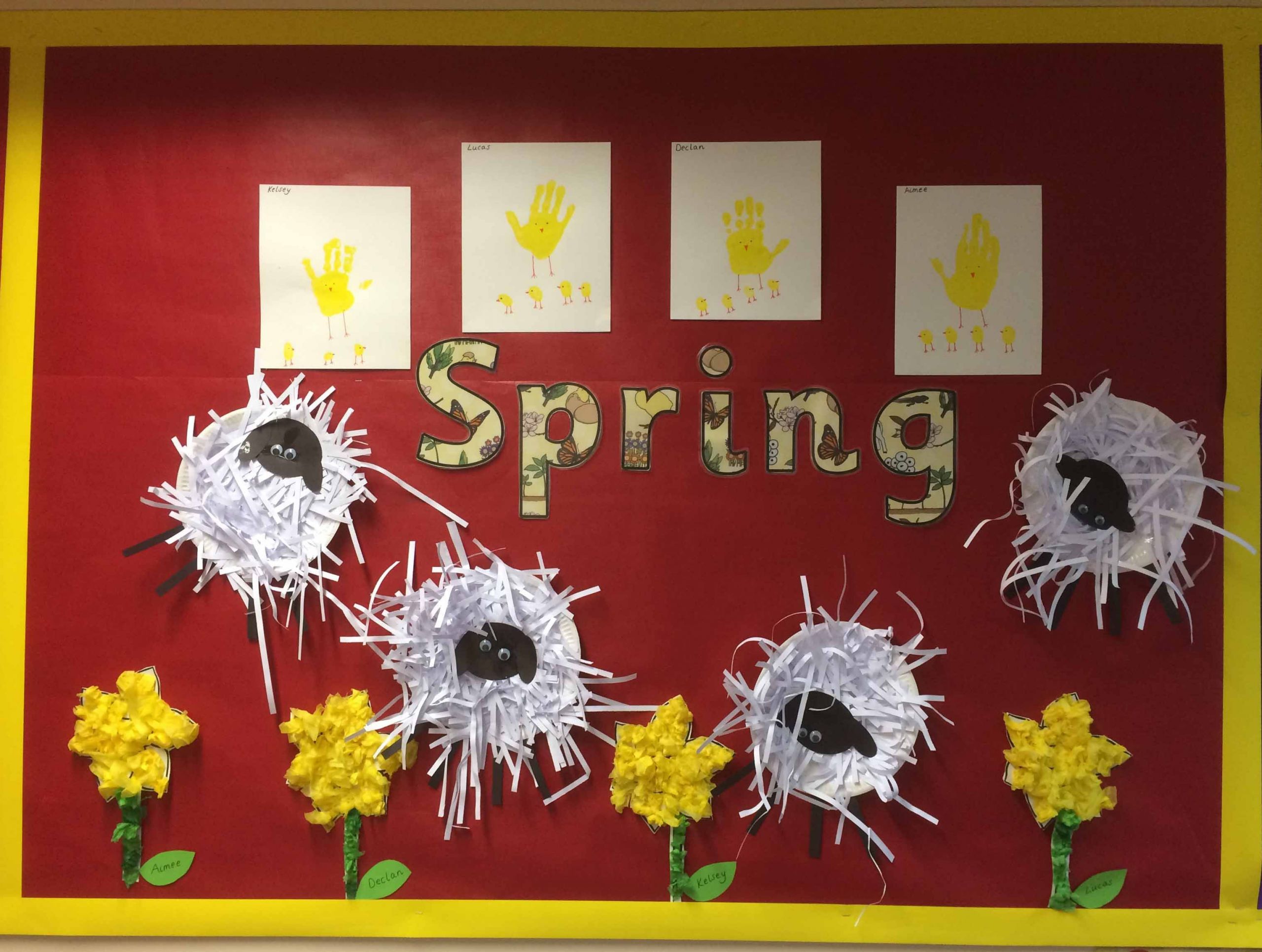 Spring Ideas Eyfs
 Spring display with sheep and daffodils Easter