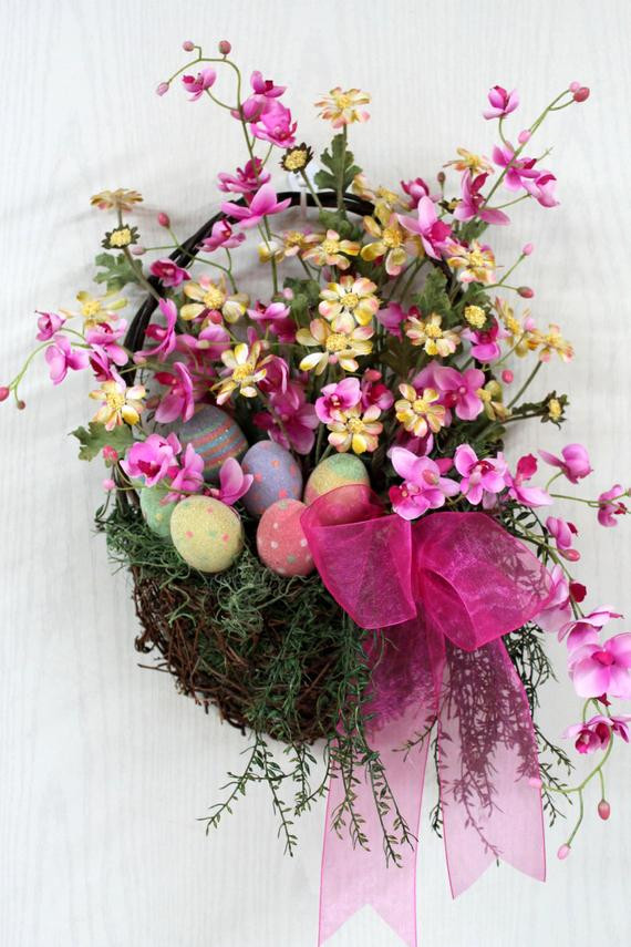 Spring Ideas Flowers
 Items similar to Easter Front Door Basket Country Basket