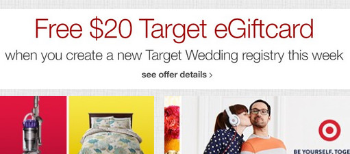 Target Gift Registry Wedding
 Tar FREE $20 Gift Card When You Create Wedding