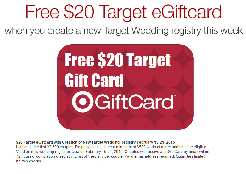 Target Gift Registry Wedding
 Getting Married Free $20 Tar Gift Card When You Create