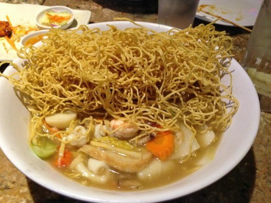 Thai Crispy Noodles
 Seafood crispy noodles with wonton and gravy Picture of