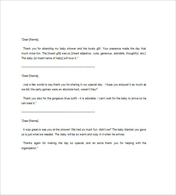 Thank You To Coworkers For Baby Gift
 Baby Shower Thank You Note – 8 Free Word Excel PDF