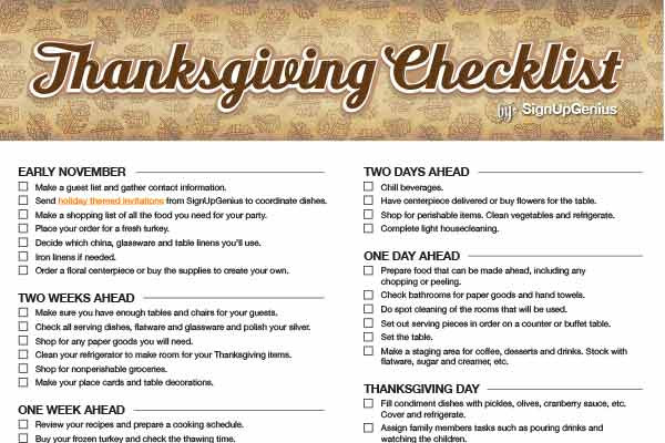 Thanksgiving Dinner List Of Items
 Thanksgiving Checklist Plan A Low Fuss Feast