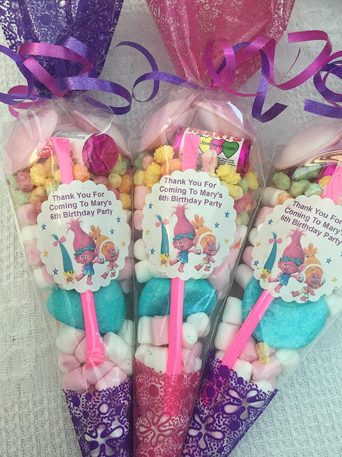 Trolls Party Favor Ideas
 10 x troll movie themed party cones personalised sweety