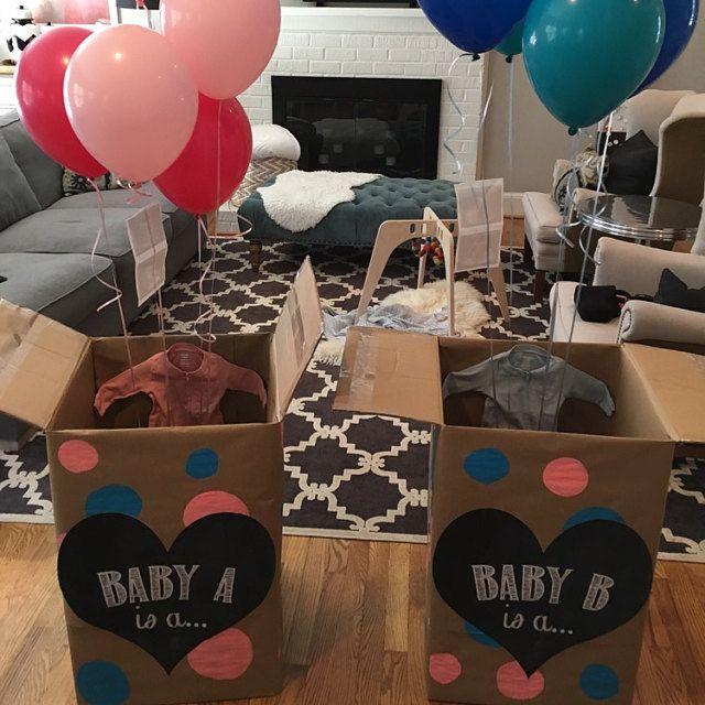 Twin Gender Reveal Party Ideas
 TWINS gender reveal balloons box party