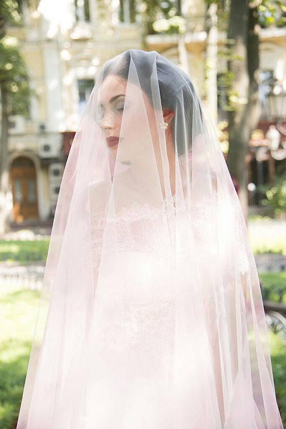 Used Wedding Veils
 pink wedding veil peach wedding veil light pink drop veil