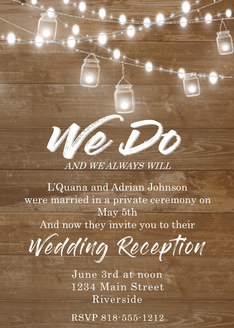Wedding Party Invitations
 Elopement Party invitations Reception ly Invitations