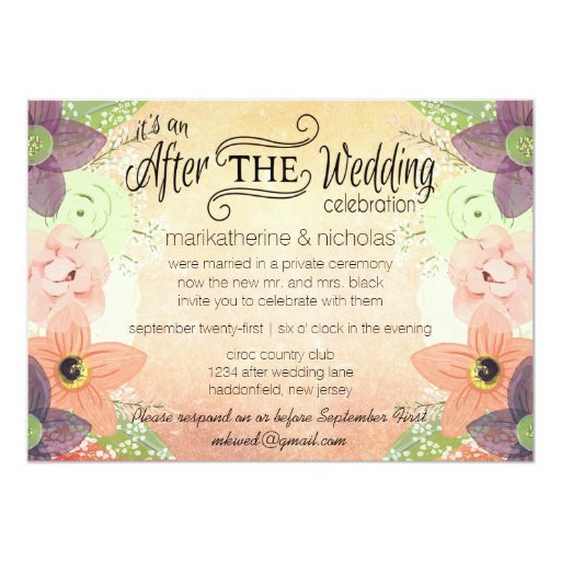 Wedding Party Invitations
 Watercolor Flowers After Wedding Invitations