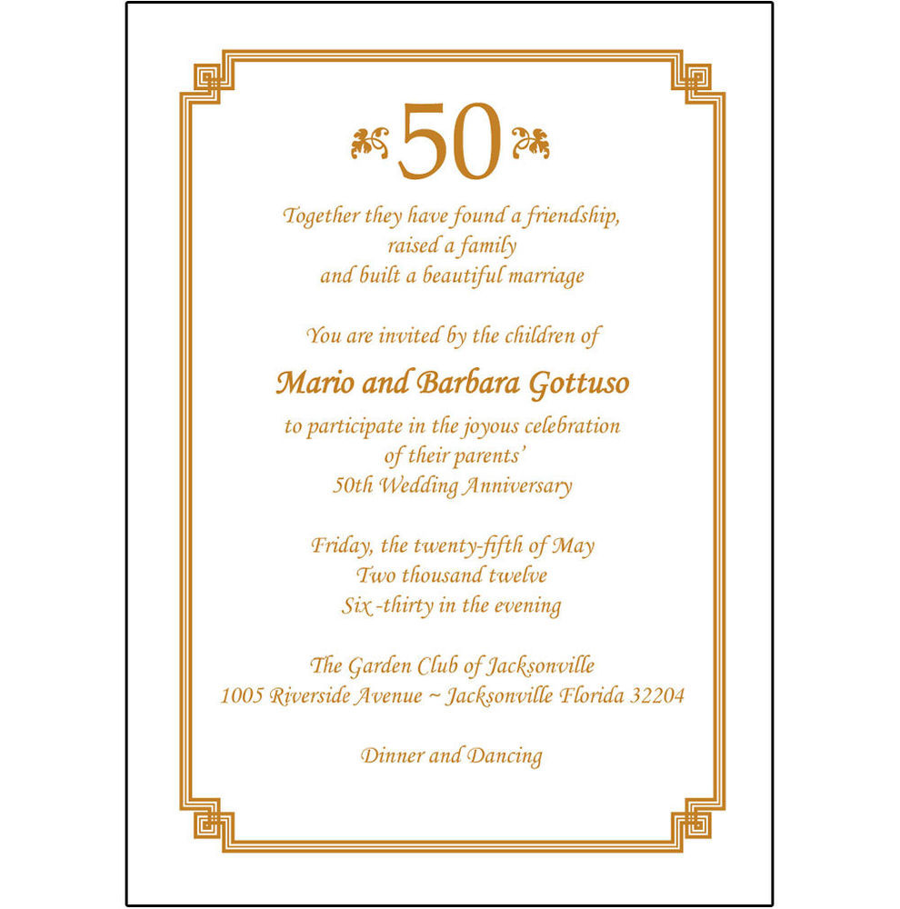 Wedding Party Invitations
 25 Personalized 50th Wedding Anniversary Party Invitations