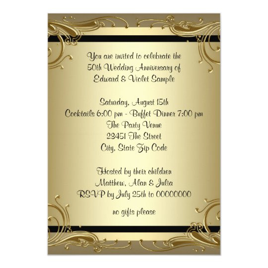 Wedding Party Invitations
 Elegant Gold 50th Wedding Anniversary Party Card